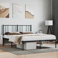 Metal Bed Frame with Headboard Black 160x200 cm