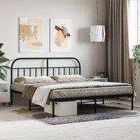 Metal Bed Frame with Headboard Black 183x213 cm