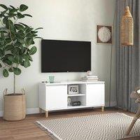 Berkfield Home TV Cabinet with Solid Wood Legs White 103.5x35x50 cm