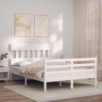 Bed Frame with Headboard White 140x190 cm Solid Wood