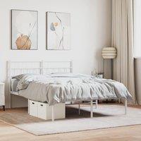 Metal Bed Frame with Headboard White 120x200 cm