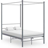 Canopy Bed Frame Grey Metal 140x200 cm