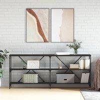 Berkfield Home Console Table Black 180x30x75 cm Engineered Wood & Iron | Size: 180 x 30 x 75 cm