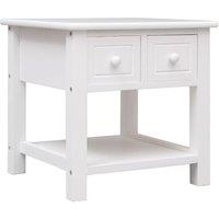 Side Table White 40x40x40 cm Paulownia Wood