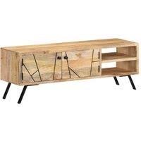 Berkfield Home TV Cabinet 110x30x40 cm Solid Mango Wood in Beige | Size: 110 x 30 x 40 cm