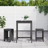 Berkfield Home 3 Piece Garden Bar Set Grey Solid Wood Pine