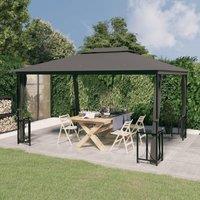Berkfield Home Gazebo with Sidewalls&Double Roofs 3x4 m Anthracite in Black