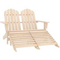 Berkfield Home 2-Seater Garden Adirondack Chair & Ottoman Fir Wood in Brown
