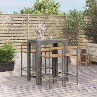 Berkfield Home 5 Piece Garden Bar Set Grey Poly Rattan&Solid Wood Acacia