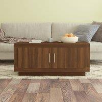 Berkfield Home Coffee Table Brown Oak 102x50x45 cm Engineered Wood | Size: 102 x 50 x 45 cm