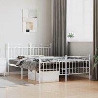 Berkfield Home Metal Bed Frame with Headboard & Footboard White 140x190 cm