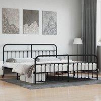 Metal Bed Frame with Headboard and Footboard Black 193x203 cm