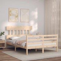 Bed Frame with Headboard Small Double Solid Wood