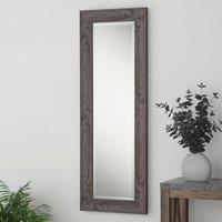 Rustic Grey Wood Effect Scooped Framed Mirror 129.5x45.5cm