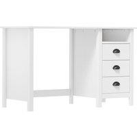Berkfield Home Desk Hill with 3 Drawers 120x50x74 cm Solid Pine Wood in White | Size: 120 x 50 x 74 cm