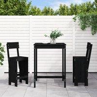 Berkfield Home 3 Piece Garden Bar Set Black Solid Wood Pine