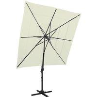 Berkfield Home 4-Tier Parasol with Aluminium Pole Sand 250x250 cm in Beige