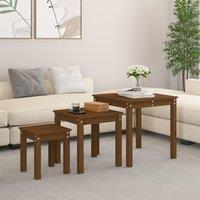 Berkfield Home Nesting Tables 3 pcs Honey Brown Solid Wood Pine