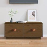 Berkfield Home TV Cabinet Honey Brown 80x34x35 cm Solid Wood Pine | Size: 80 x 34 x 35 cm