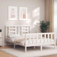 Berkfield Home Bed Frame with Headboard White 140x200 cm Solid Wood