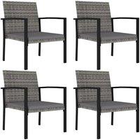 Berkfield Home Garden Dining Chairs 4 pcs Poly Rattan Grey