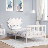 Berkfield Home Bed Frame with Headboard White 90x200 cm Solid Wood