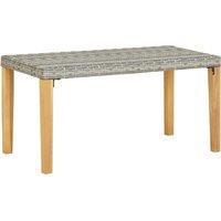 Berkfield Home Garden Bench 120 cm Grey Poly Rattan & Solid Acacia Wood