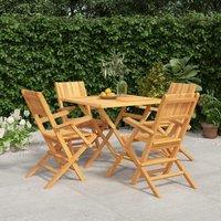 Berkfield Home 5 Piece Garden Dining Set Solid Wood Teak in Brown
