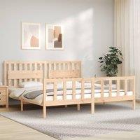 Berkfield Home Bed Frame with Headboard 200x200 cm Solid Wood in Brown