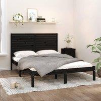 Bed Frame Black Solid Wood 150x200 cm King Size