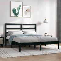 Berkfield Home Bed Frame Black Solid Wood Pine 140x190 cm