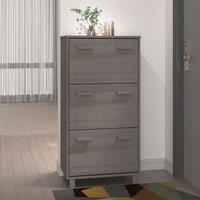 Berkfield Home Shoe Cabinet HAMAR Light Grey 59.5x35x117 cm Solid Wood Pine