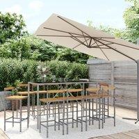 Berkfield Home 11 Piece Garden Bar Set Grey Poly Rattan& Solid Wood Acacia