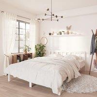 Bed Frame White Solid Pinewood 120x200 cm