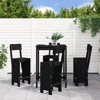 Berkfield Home 5 Piece Garden Bar Set Black Solid Wood Pine