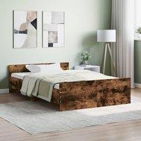 Berkfield Home Bed Frame with Headboard & Footboard Smoked Oak 120x200 cm in Brown | Size: Small Double