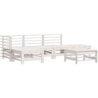 6 Piece Garden Lounge Set White Solid Wood Pine