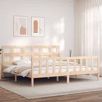 Berkfield Home Bed Frame with Headboard 200x200 cm Solid Wood in Brown