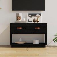 Berkfield Home TV Cabinet Black 90x40x60 cm Solid Wood Pine | Size: 90 x 40 x 60 cm