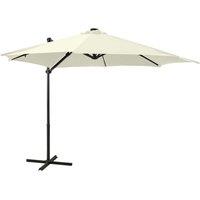 Cantilever Umbrella with Pole and LED Lights Sand 300 cm
