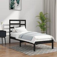 Bed Frame Black Solid Wood 100x200 cm