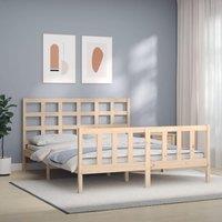 Berkfield Home Bed Frame with Headboard 160x200 cm Solid Wood in Brown
