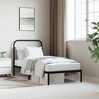 Berkfield Home Metal Bed Frame with Headboard Black 90x200 cm