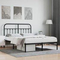 Berkfield Home Metal Bed Frame with Headboard Black 140x200 cm