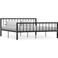 Bed Frame Black Metal 180x200 cm Super King