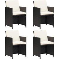 Berkfield Home Garden Dining Chairs with Cushions 4 pcs Black Poly Rattan