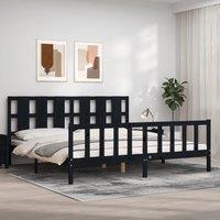 Bed Frame with Headboard Black 200x200 cm Solid Wood