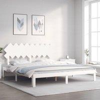 Berkfield Home Bed Frame with Headboard White Super King Size Solid Wood
