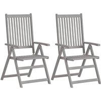 Berkfield Home Garden Reclining Chairs 2 pcs Grey Solid Acacia Wood