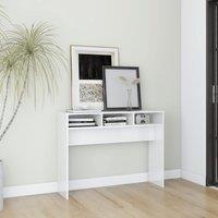 Berkfield Home Console Table High Gloss White 105x30x80 cm Engineered Wood | Size: 105 x 30 x 80 cm